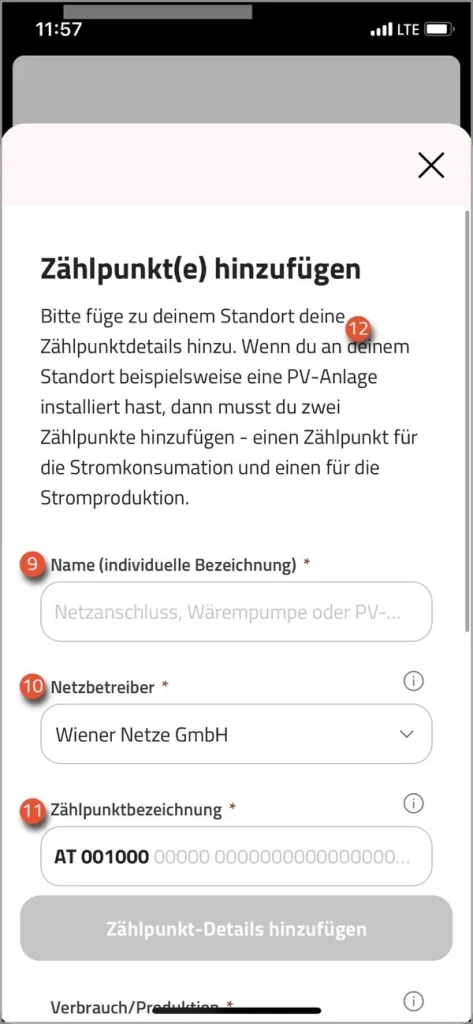 Zählpunkt(e) anlegen